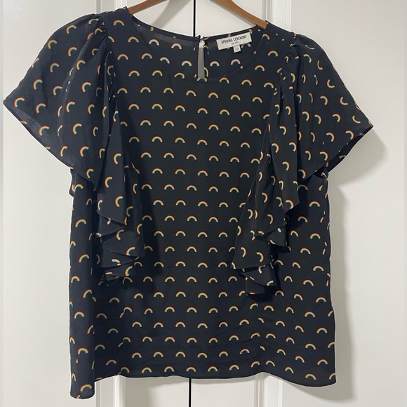 #96-OPENING CEREMONY- silk blouse with mini rainbow print - Picture 2 of 6